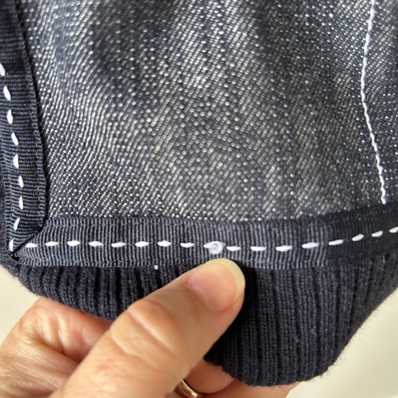 Denim Sweater Women's size Medium Full Zip Cross Stitch Business  Casual preppy - Picture 2 of 12